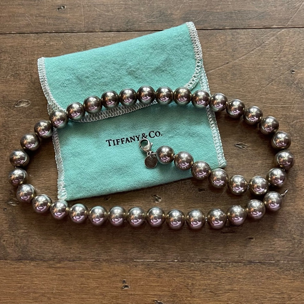 Tiffany & Co. 10mm 925 Sterling Silver Hardware Ball Necklace 16¼ long